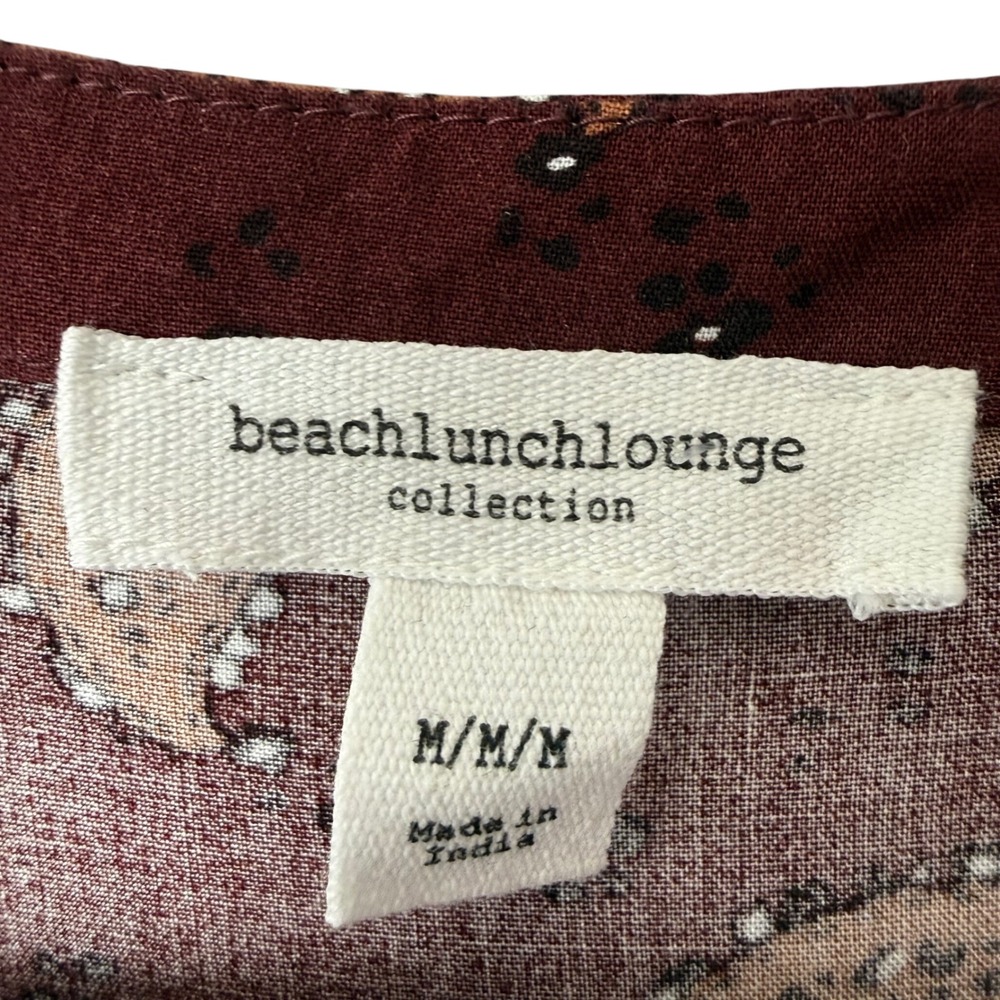 🌿Anthropologie Beachlunchlounge Boho Paisley Long Sleeve Mini Dress | Size M - Picture 3 of 7
